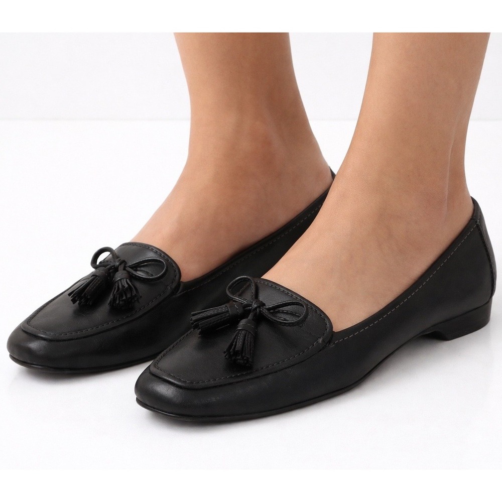 Etienne Aigner E-Vita Loafers 8.5 M Black Tassel Slip On Shoes Preppy Work Flats